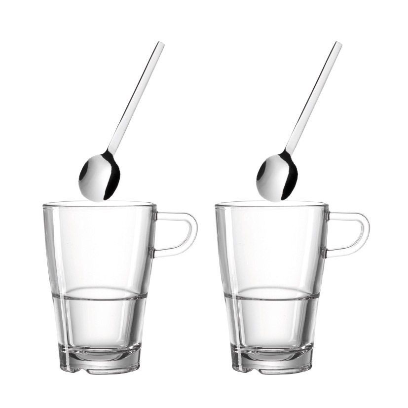 Leonardo Senso Latte Macchiato Glazen Set - 2 Glazen & 2 Lepeltjes - 0.35L