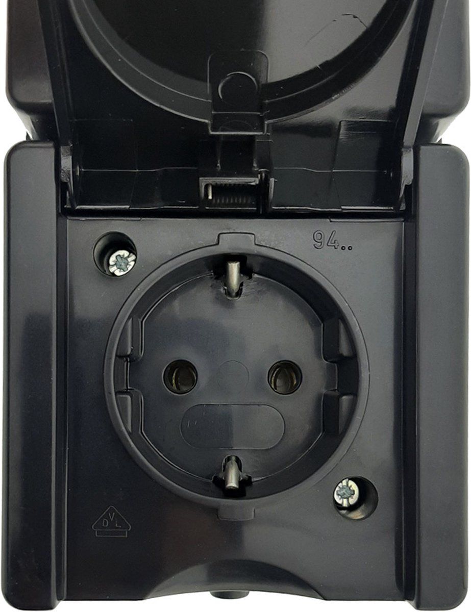 Kopp ProAQA WCD/wissel combinatie RA opbouw spatwaterdicht Zwart IP44 verticaal