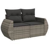 vidaXL 6-delige loungeset met kussens, polyrattan, grijs