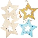 Baker Ross FX261 Sterren Houten Kransen - Pak van 6, Kerstversiering Kinder Knutselpakketten, Houten Kerstkrans