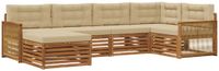 vidaXL Hoek loungeset 6 zitplaatsen Acacia hout Natuurlijk en beige