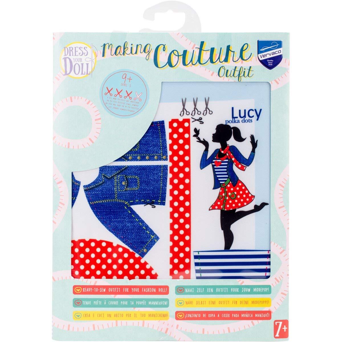 DressYourDoll Making Couture Outfit kit Lucy Polka Dots - Dress YourDoll - PN-0164659