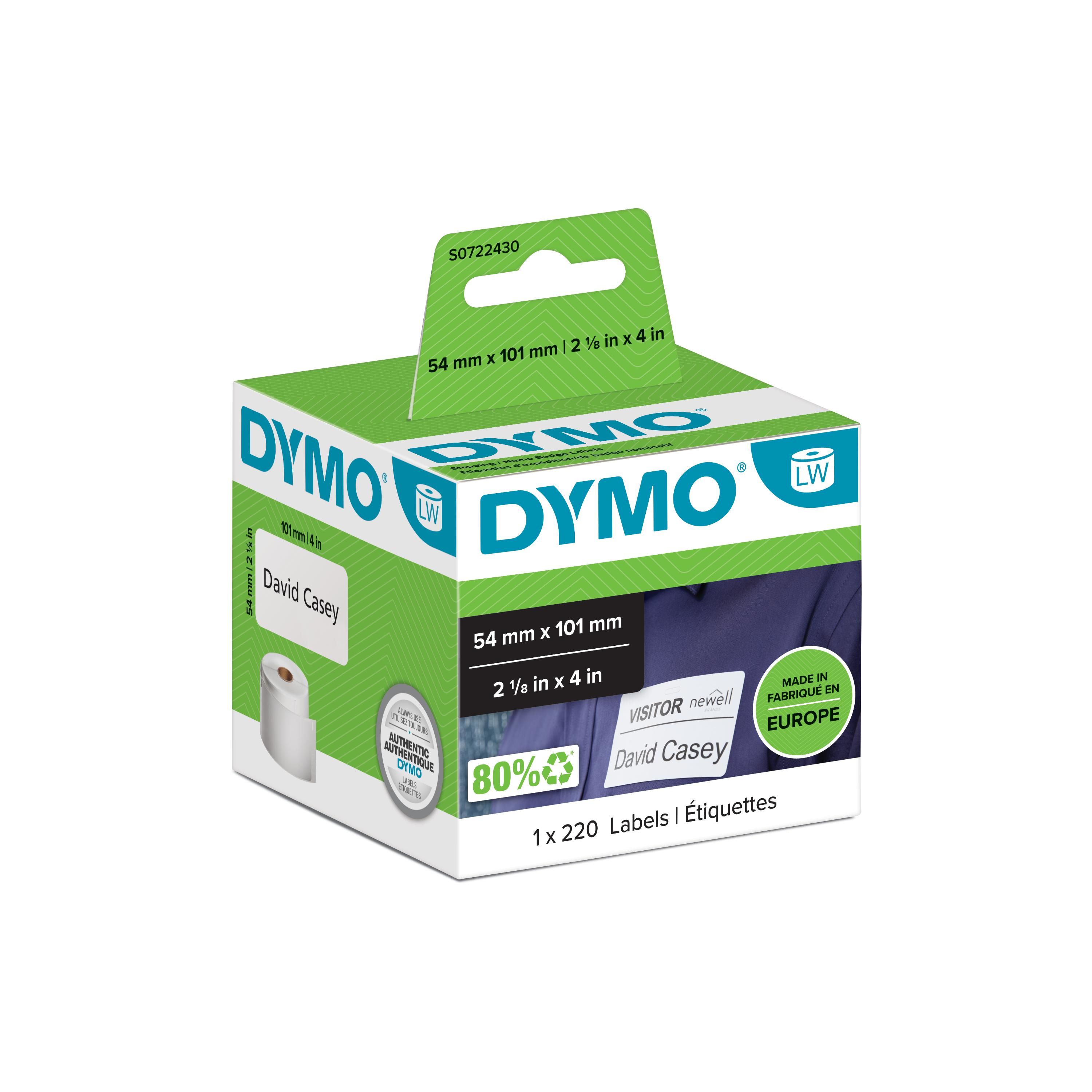 DYMO LabelWriter Shipping/Name Badge Labels - 54 x 101 mm - White - 220 Labels