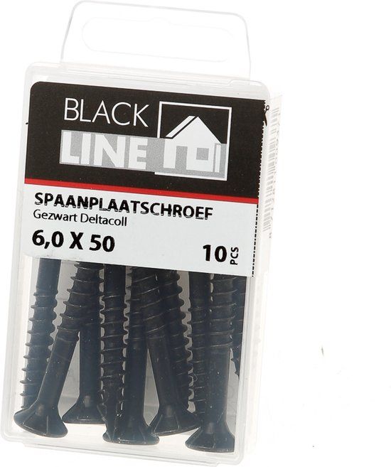 Hoenderdaal Spaanplaatschroef zwart - TX25 6.0x50mm - 10 stuks