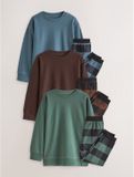 Next - Jongens - Verpakking van 3 geweven geruite pyjama's - Blauw