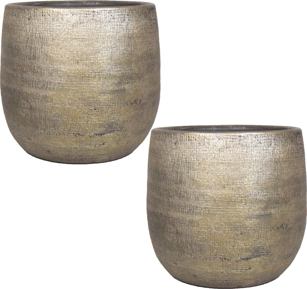 Floran Mira Plantenpotten Set - Goud - Keramiek - 18 cm (3 stuks)