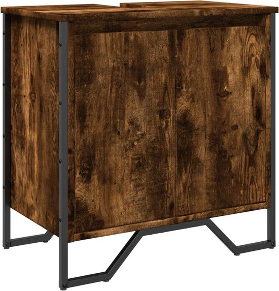 vidaXL Wastafelkast 60x35x60 cm bewerkt hout gerookt eikenkleurig