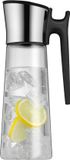 Carafe à eau Basic avec poignée - Verre, Acier inoxydable, Plastique - Noir / couleur du couvercle : argent - 1,5 l