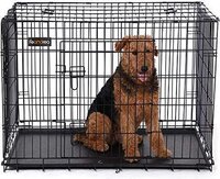 Songmics XL Dog Crate - Foldable 2-Door Kennel - Black