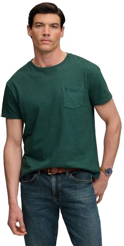 Superdry Classic Cotton Linen Pocket T-shirt Relaxed Fit Heren - Emerald Green - L