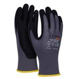 DONAU SAFETY Flex-Dotted Handschoenen, werkhandschoenen met anti-slip handgreep, noppen, maat 08/M, 1 paar, grijs-zwart/monteurshandschoenen, nitrilcoating, licht oliebestendig, nylon