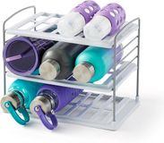 Famanu Waterfles organizer met 3 lagen stapelbare flessenhouder van kunststof voor koelkast en keukenkast ideaal voor sportflessen drinkflessen en herbruikbare waterflessen