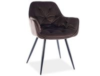 Chaise de salle à manger en velours cerise et polyester