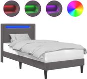 vidaXL Bedframe met LED-stripverlichting Grijs 90 x 200 cm Kunstleer