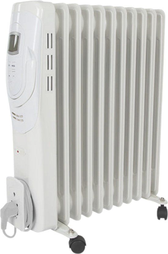 Perel Oliegevulde kachel - 2500W - 11 Ribben - Wit