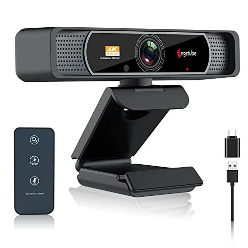 Angetube Webcam met 4K groothoek 2022 HD 8MP sensor webcamera met microfoon, USB-camera voor pc, Mac, conferenties, streaming, online onderwijs, compatibel met Zoom Skype Facetime