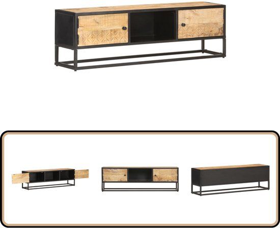 vidaXL Tv-meubel met bewerkte deur 130x30x40 cm ruw mangohout