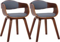 CLP Kingston Set van 2 Stoelen - Kunstleer - walnoot/grijs