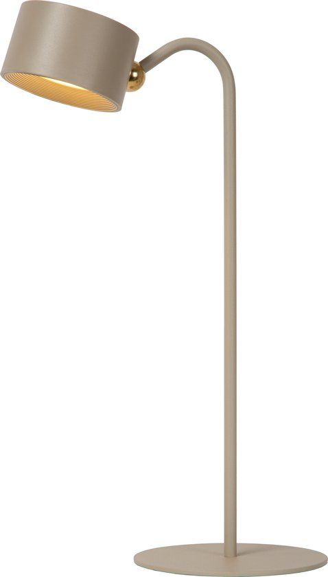 Lucide JOLAN - Oplaadbare Bureaulamp/Klemlamp/Wandlamp - Accu/Batterij - LED Dim to warm - 1x3,5W 2700K/5700K - Taupe