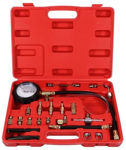 SIXTOL Engine Tester 20 benzinedruktesters, 0-7 bar, 20 stuks, injectiesysteem, benzinedruktesterset, drukmeter voor auto, motordrukmeter