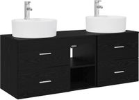 vidaXL Badkamerkastenset 3 st Zwart 129 x 44,5 x 82 cm Bewerkt hout
