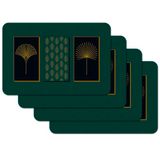 Venilia Placemat Arco, donkergroen gouden palm bladeren, korenbloem afwasbaar, tafelbescherming, vuil- en waterafstotend, geschikt voor levensmiddelenset van 4, 45 cm x 30 cm