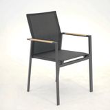 VITA Stapelstoel Delia Zwart teak arm