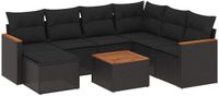 vidaXL 8-delige Loungeset met kussens poly rattan zwart