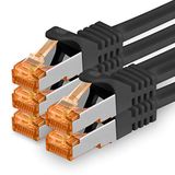 1aTTack.de Cat7 Cat 7 ethernetkabel Cat7 lan netwerk 10GBASE-T - 10000 Mbps (Sftp Pimf) dubbel afgeschermde patchkabel RJ45 stekker Cat.6a 3m Black - 5 pieces