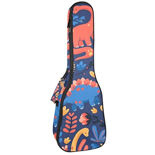 Mersov Tenor Ukulele Gigbag Waterdichte Ukelele Case Gewatteerde Rugzak, Geweldig voor Sopraan Concert (21/23/24") Handgetekende dinosaurus patroon