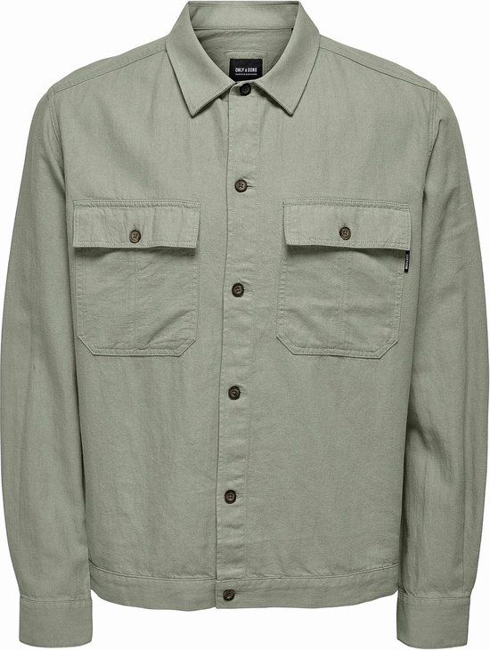 ONLY & SONS ONSKENNET LS Linen Overshirt - Groen - Maat M