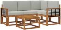 vidaXL - Hoek loungeset - 4 zitplekken - Naturel en lichtgrijs - Acacia hout