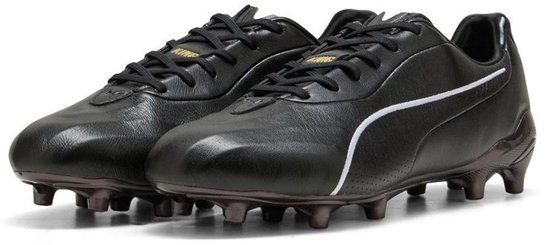 Puma King Platinum FG/AG voetbalschoenen Heren Maat 43 Leer Zwart/Goud