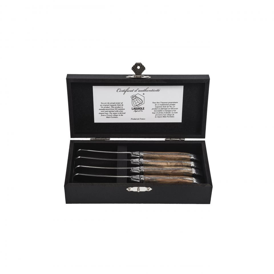 Laguiole Style de Vie Luxury Line botermessen - olijfhout - 4-delig