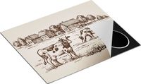 Chefcare Inductie Beschermer Getekende Koeien op een Boerderij - 65x52 cm