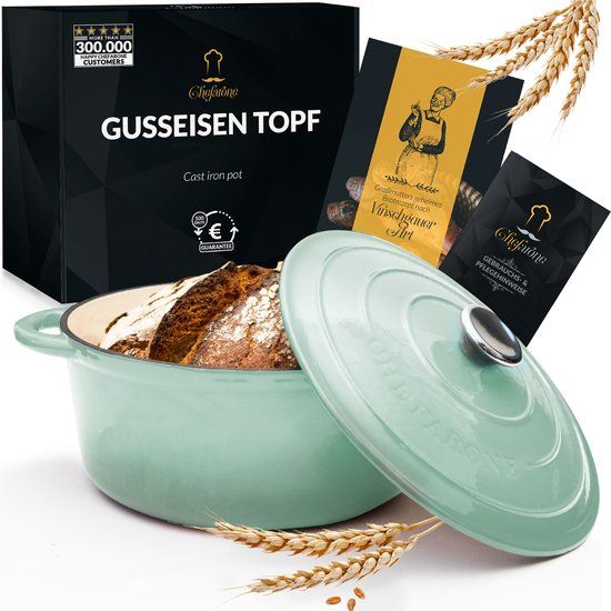 Chefarone Gietijzeren Braadpan 4.7L - Groen - Geschikt voor Alle Warmtebronnen - 26 cm
