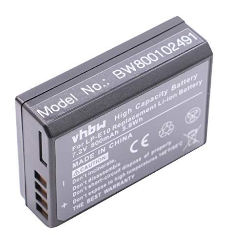 VHBW Batterij 800mAh voor Canon EOS 1200D, 1100D, 1100 als vervangt LP-E10, LP-E 10