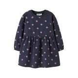 NAME IT MINI robe sweat à fleurs mi-longue - bleu foncé