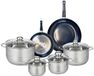 Fackelmann Set de 2 casseroles 20 et 28 cm et 5 poêles 12, 14, 16, 20 et 24 cm Elo Prima Brillant