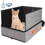 Merkloos Kattenbak reis - Opvouwbaar met deksel - Met afneembaar plasschild - 45 x 34,3 x 34,92 cm