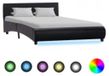 Maison Exclusive - Sommier avec éclairage LED, simili cuir noir, 140 × 200 cm
