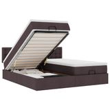 VidaXL Ottoman Bed with Mattresses and LEDs 180x200cm Fabric Dark Brown