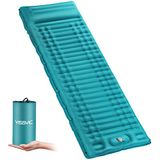 Yissvic Zelfopblazend campingmatras, met voetpomp, campingkussen voor buiten, wandelen, outdoor, pauwenblauw