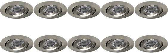 BES LED Spot Armatuur 10 Pack - Pragmi Aerony Pro - GU10 Fitting - Inbouw Rond - Mat Nikkel - Aluminium - Kantelbaar - Ã˜82mm