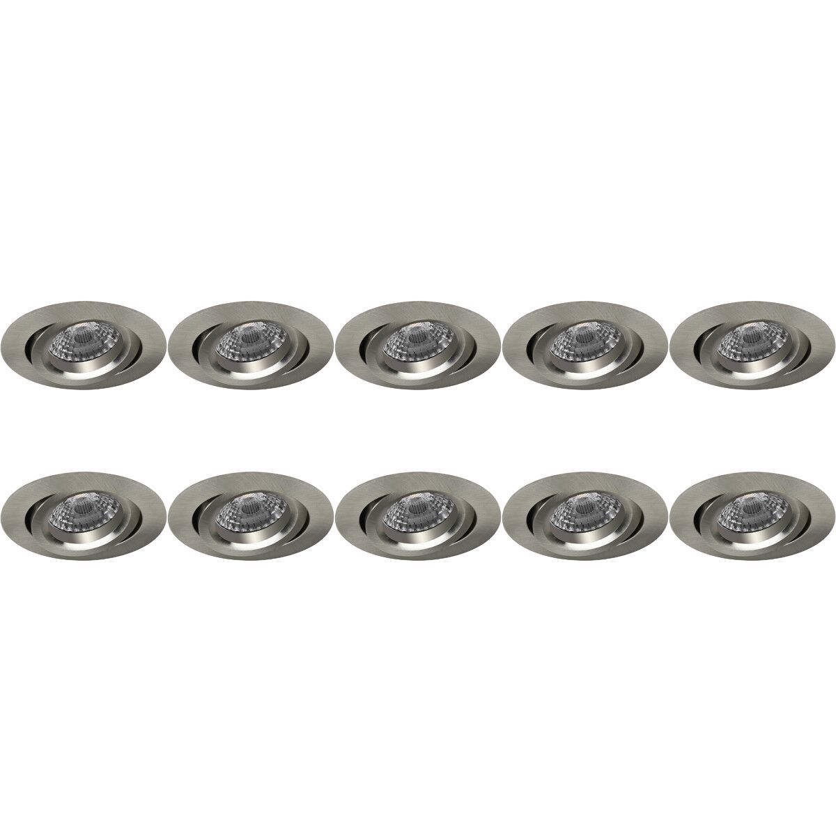 BES LED Spot Armatuur 10 Pack - Pragmi Aerony Pro - GU10 - Inbouw Rond - Mat Nikkel - Aluminium - Kantelbaar - Ø82mm