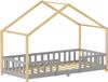 en.casa Kinderbed Treviolo huisbed 90x200 cm lichtgrijs en naturel