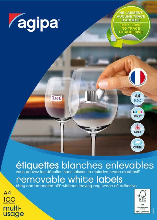 Agipa Universele etiketten, 105 x 37 mm, wit, rechthoekig