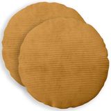 vidaXL Kussensloop 2 pcs HEERLEN Geel Ø 40 cm corduroy