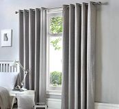 Fusion - Sorbonne - 100% Katoen Paar Ooggordijnen - 66" Breedte x 90" Drop (168 x 229cm) in Zilver
