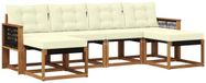 vidaXL Acacia Hout Bank Loungeset 6-persoons Naturel et Crème